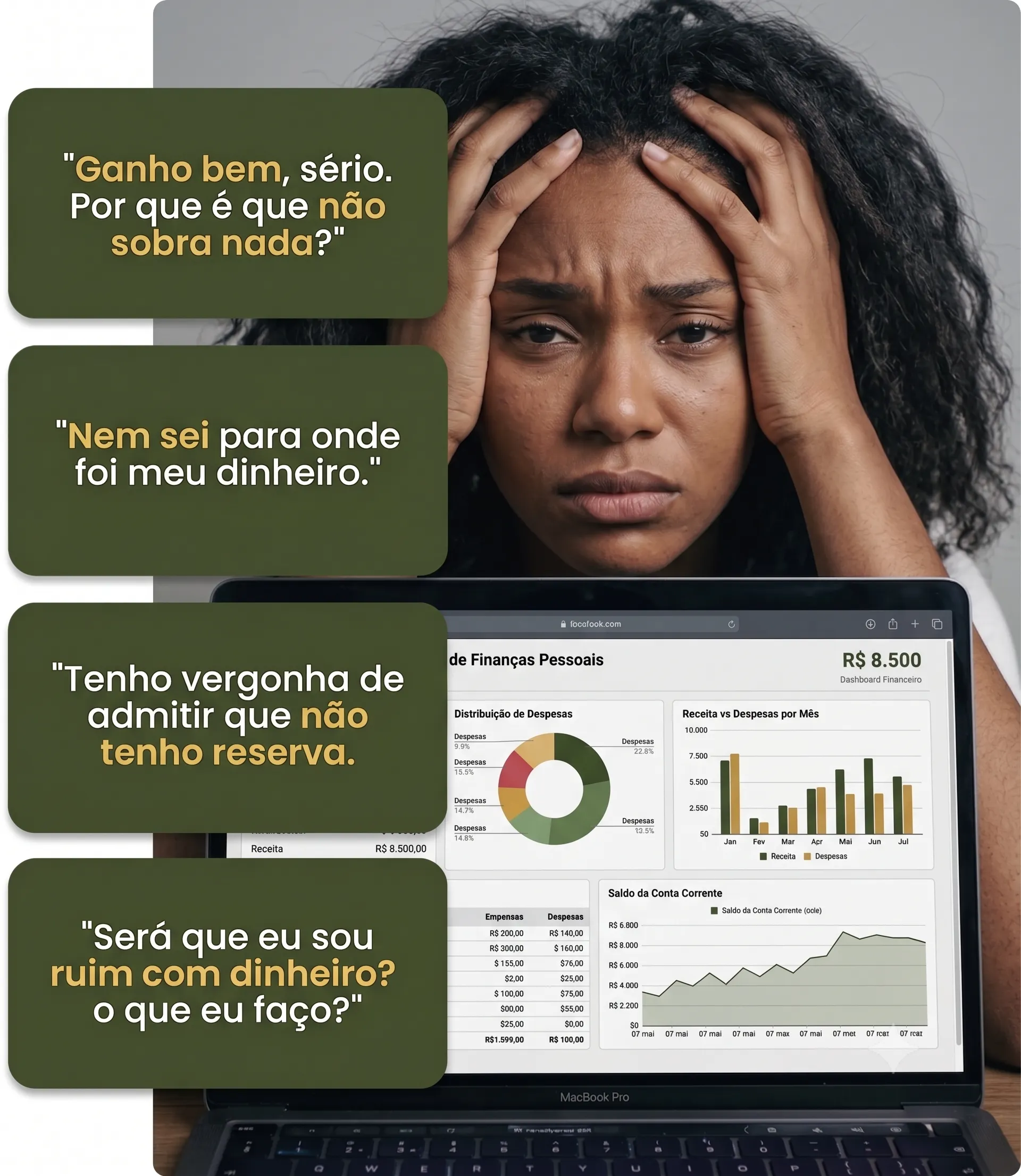 mulher preocupada com gastos